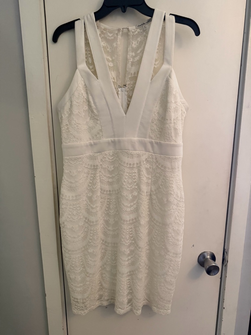 Charlotte Russe Ivory Lace Halter Dress